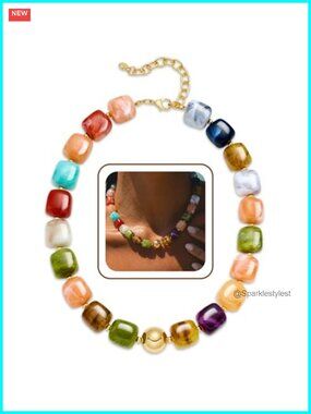 Chunky Beaded Necklace Waterproof Resin Beach Summer Jewelry for Women